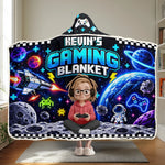 Custom Name Space Gaming Gifts for Kids - Personalized Snuggle Blanket - Born To Play Dream Big