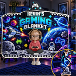 Custom Name Space Gaming Gifts for Kids - Personalized Snuggle Blanket - Born To Play Dream Big