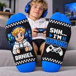 Custom Name Gamer Gifts for Boys - Personalized Crew Socks - Gaming Outfit