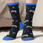 Custom Name Gamer Gifts for Boys - Personalized Crew Socks - Gaming Outfit