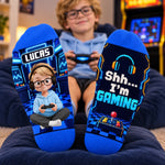 Custom Name Gaming Gifts for Kids - Personalized Crew Socks - Gaming Sessions