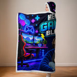 Custom Name Gaming Gifts for Kids - Personalized Snuggle Blanket - Level Up To The Galaxy