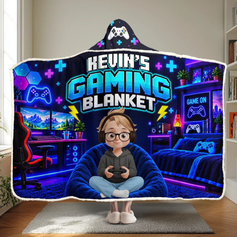 Custom Name Gaming Gifts for Kids - Personalized Snuggle Blanket - Level Up To The Galaxy