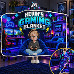 Custom Name Gaming Gifts for Kids - Personalized Snuggle Blanket - Level Up To The Galaxy
