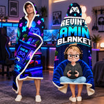 Custom Name Gaming Gifts for Kids - Personalized Snuggle Blanket - Level Up To The Galaxy