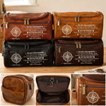 Custom Name Travel Gifts for Grandson - Personalized Leather Toiletry Bag - Proud Of You