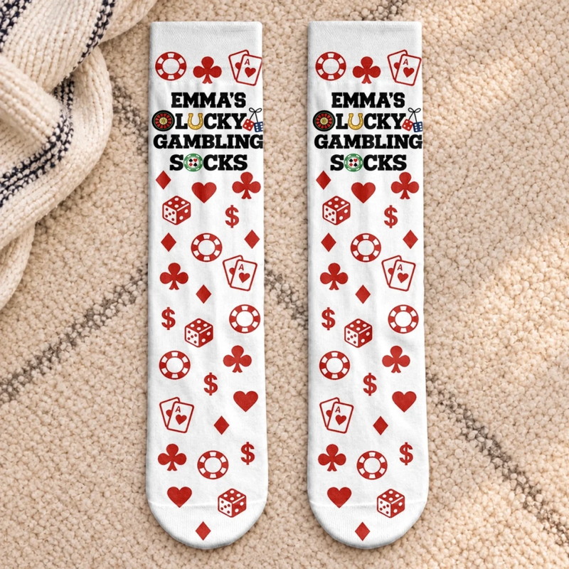 Custom Name Lucky Gambling Gifts for Casino Lovers - Personalized Middle Tube Socks
