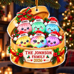 Custom Name Christmas Family Dumpling Gifts - Personalized Christmas Acrylic Ornament - Colorful Dumpling