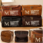 Custom Monogram Encouragement Gifts for Grandson - Personalized Leather Toiletry Bag - Always Believe In Your Amazing Self