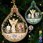 Custom Photo Memorial Dad Christmas Gifts - Personalized Acrylic Ornament - To My Angle