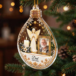 Custom Photo Memorial Dad Christmas Gifts - Personalized Acrylic Ornament - To My Angle