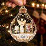 Custom Photo Memorial Dad Christmas Gifts - Personalized Acrylic Ornament - To My Angle