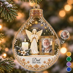 Custom Photo Memorial Dad Christmas Gifts - Personalized Acrylic Ornament - To My Angle