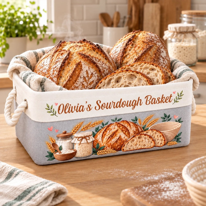 Custom Name Sourdough Baking Gifts - Personalized Storage Basket