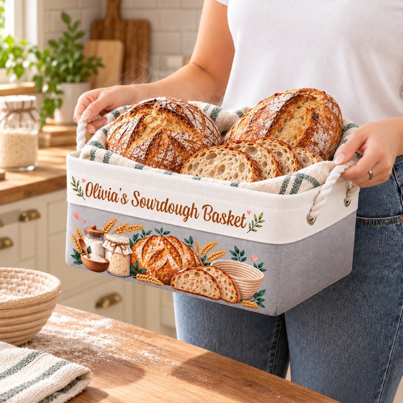 Custom Name Sourdough Baking Gifts - Personalized Storage Basket