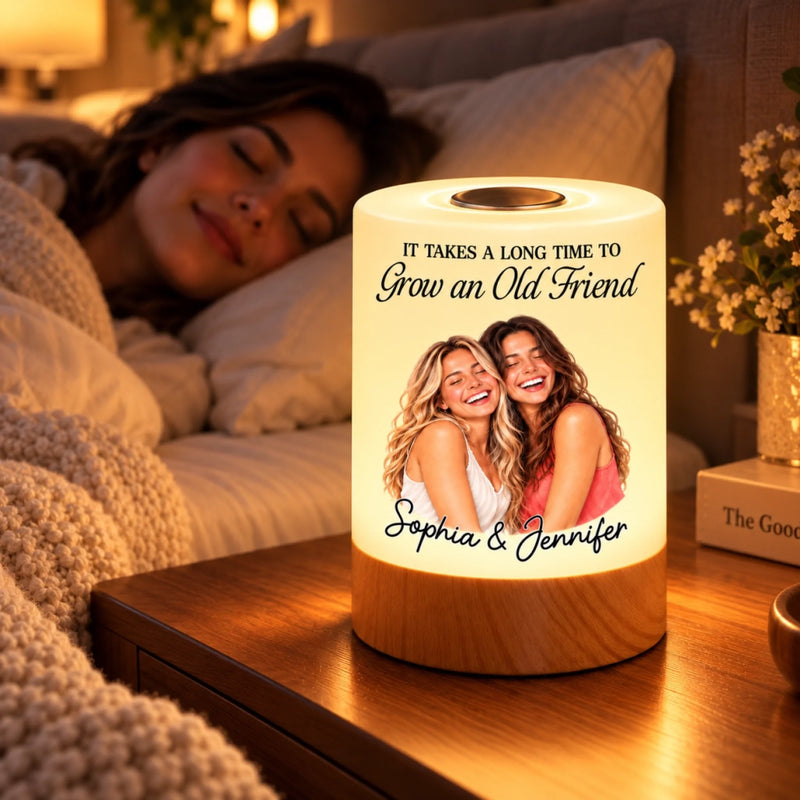 Custom Name Gifts for Friends, Besties - Personalized Photo Dimmable Touch Night Light - Besties Forever