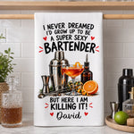 Custom Name Funny Bartender Gifts - Personalized Kitchen Towel