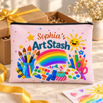 Custom Name Colorful Art Supplies Gifts for Kids - Personalized Art Supplies Bag