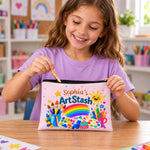 Custom Name Colorful Art Supplies Gifts for Kids - Personalized Art Supplies Bag