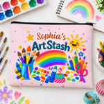Custom Name Colorful Art Supplies Gifts for Kids - Personalized Art Supplies Bag