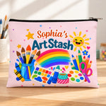 Custom Name Colorful Art Supplies Gifts for Kids - Personalized Art Supplies Bag