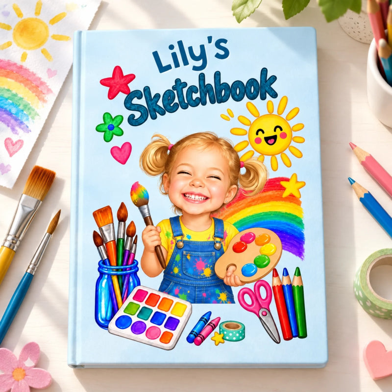 Custom Name Kids Art Gifts - Personalized Hardcover Journal