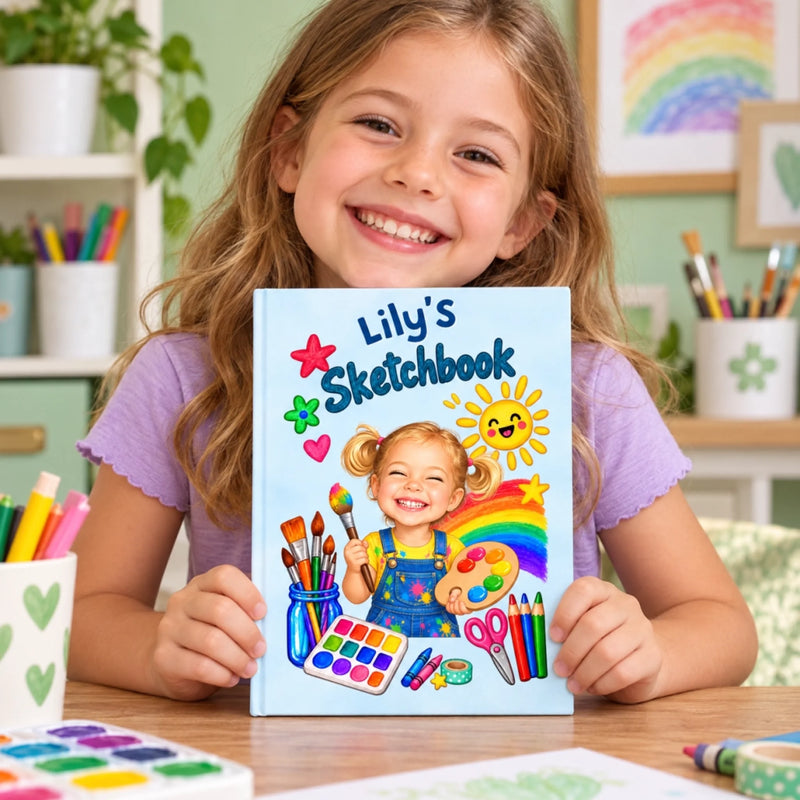 Custom Name Kids Art Gifts - Personalized Hardcover Journal