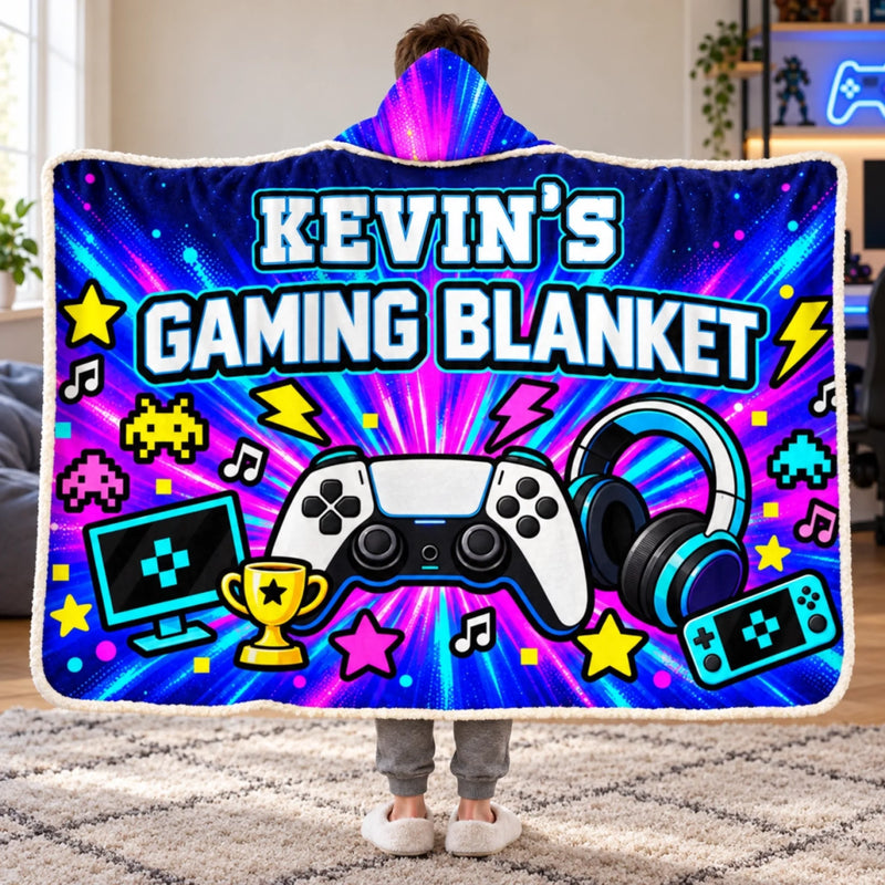 Custom Name Video Game Controller Gifts - Personalized Snuggle Blanket