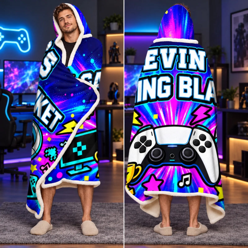 Custom Name Video Game Controller Gifts - Personalized Snuggle Blanket