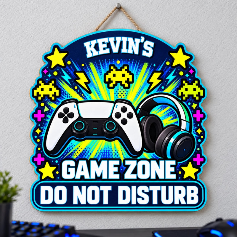 Custom Name Gaming Gifts for Gamers - Personalized Shaped Wood Sign
