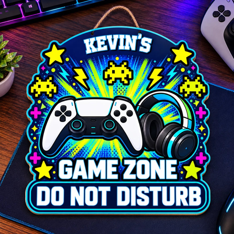 Custom Name Gaming Gifts for Gamers - Personalized Shaped Wood Sign