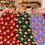 Custom Photo Santa Face Christmas Gifts for Kids - Personalized Blanket