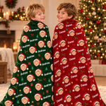 Custom Photo Santa Face Christmas Gifts for Kids - Personalized Blanket