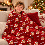 Custom Photo Santa Face Christmas Gifts for Kids - Personalized Blanket