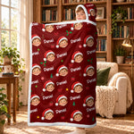 Custom Photo Name Santa Hat Christmas Gifts for Kids - Personalized Snuggle Blanket