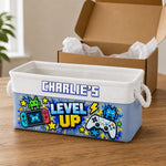 Custom Name Level Up Gaming Gifts - Personalized Storage Basket