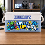 Custom Name Level Up Gaming Gifts - Personalized Storage Basket