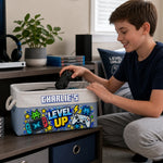 Custom Name Level Up Gaming Gifts - Personalized Storage Basket