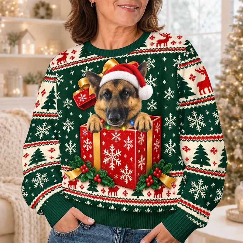 Custom German Shepherd Christmas Gifts for Dog Lovers - Personalized Ugly Christmas Sweater