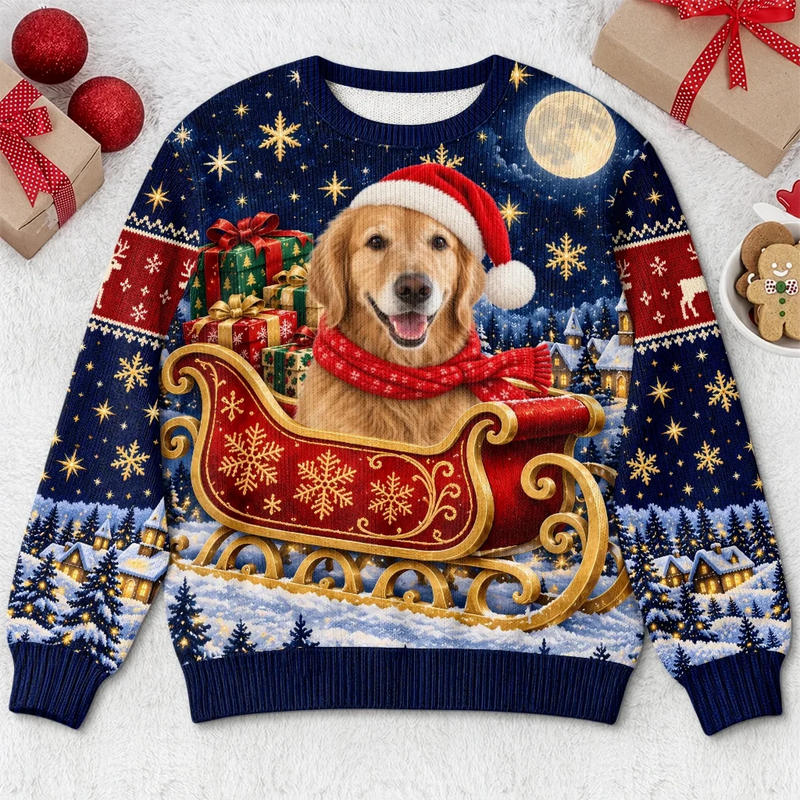 Custom Christmas Golden Retriever Couple Gifts - Personalized Matching Ugly Sweater