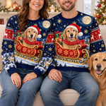 Custom Christmas Golden Retriever Couple Gifts - Personalized Matching Ugly Sweater