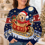Custom Christmas Golden Retriever Couple Gifts - Personalized Matching Ugly Sweater