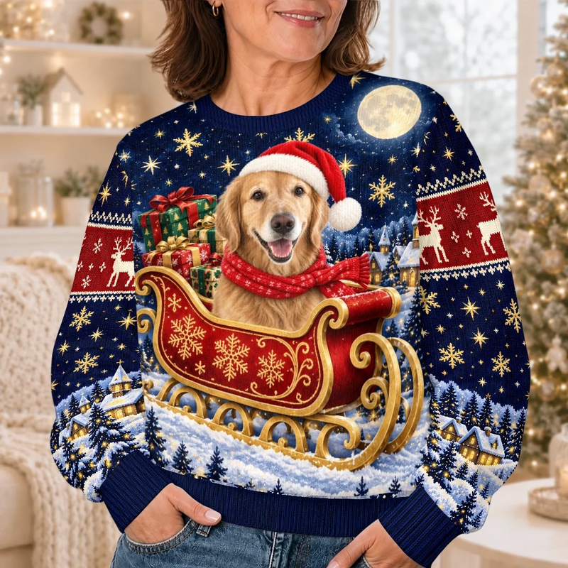 Custom Christmas Golden Retriever Couple Gifts - Personalized Matching Ugly Sweater