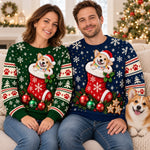 Custom Funny Christmas Dog Lover Couple Gifts - Personalized Ugly Sweater