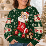 Custom Funny Christmas Dog Lover Couple Gifts - Personalized Ugly Sweater