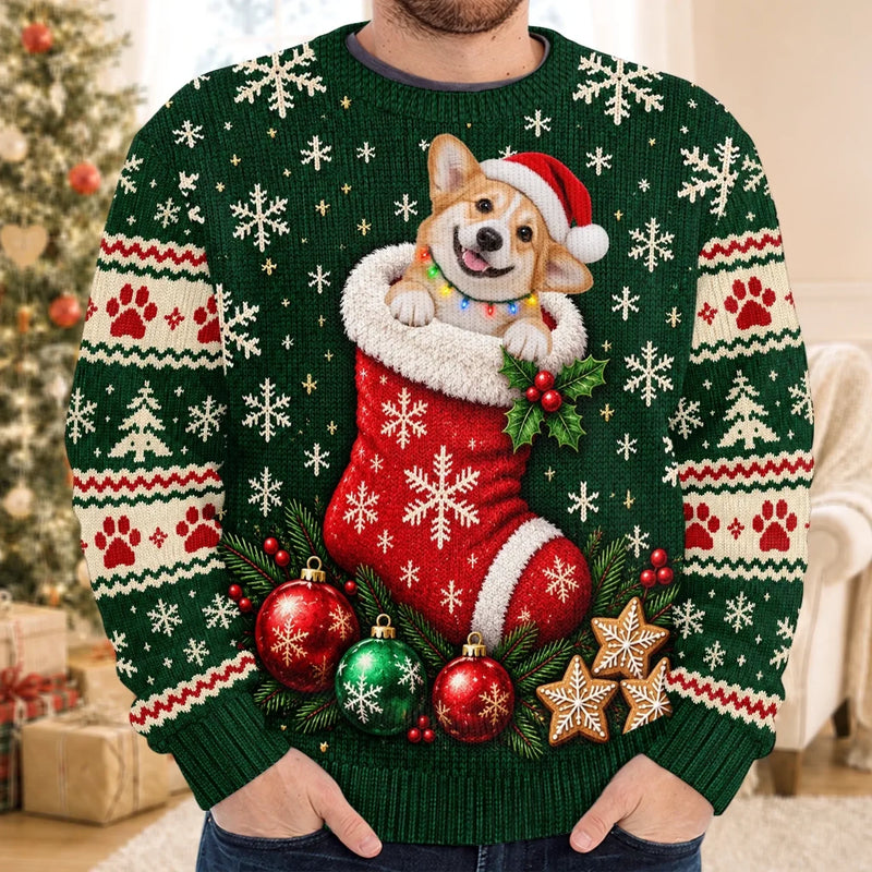 Custom Funny Christmas Dog Lover Couple Gifts - Personalized Ugly Sweater