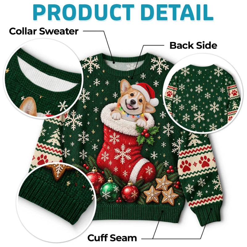 Custom Funny Christmas Dog Lover Couple Gifts - Personalized Ugly Sweater