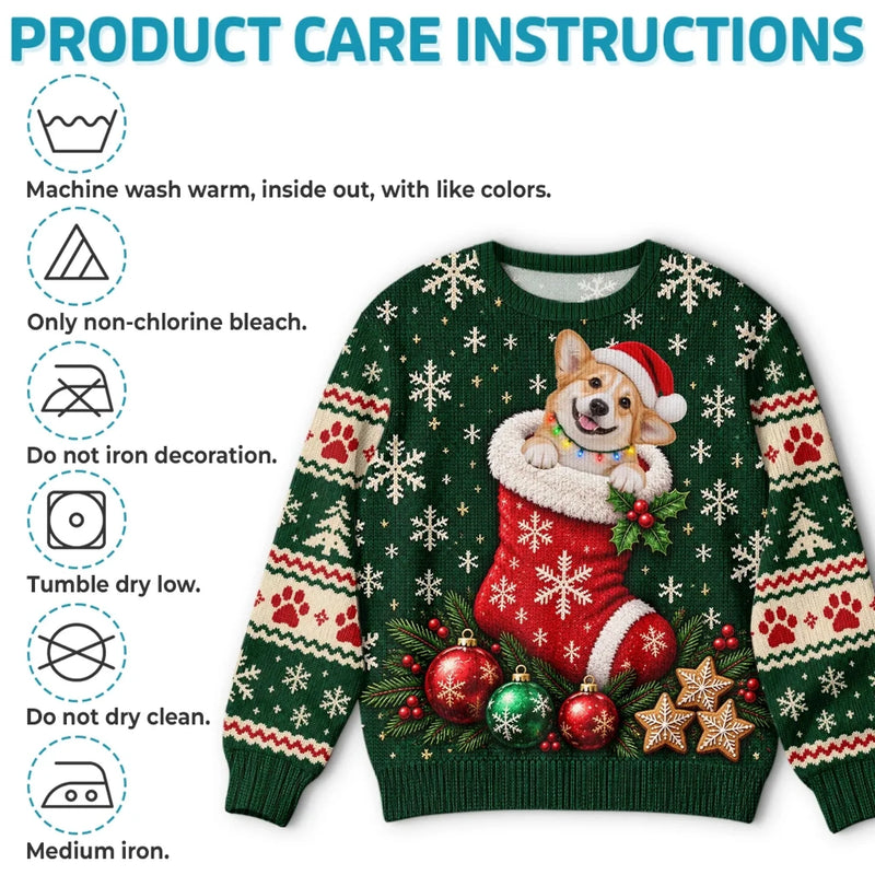 Custom Funny Christmas Dog Lover Couple Gifts - Personalized Ugly Sweater