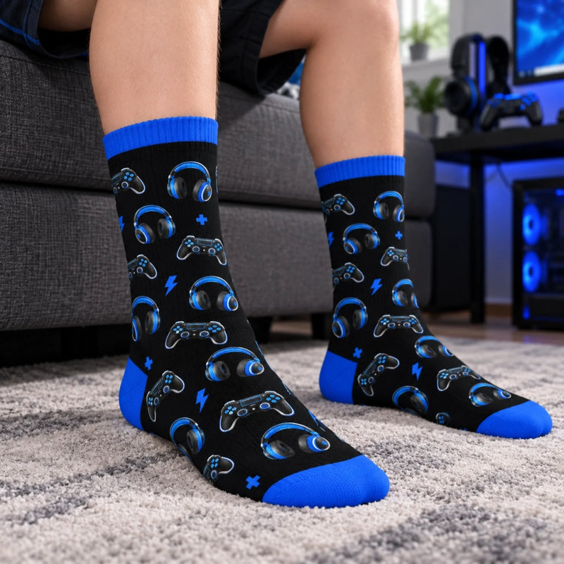 Custom Gamer Controller Name Gifts for Boys - Personalized Crew Socks