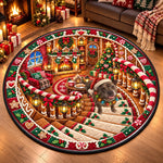 Christmas Santa Dog Lover Decor - Personalized Quilted Round Mat
